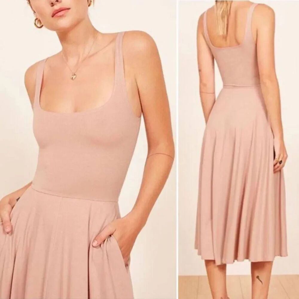 Reformation Rou Knit Midi Dress Pink Blush Size Small - Picture 2 of 10